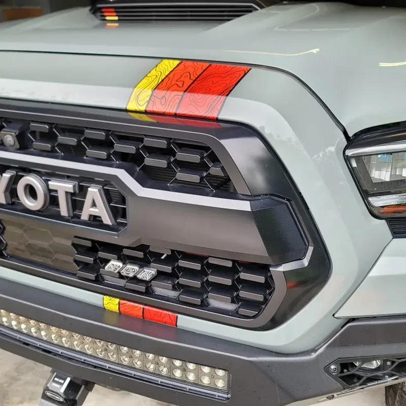 Topographic Stripes Tacoma Upper/Lower Grill Sticker (Red)