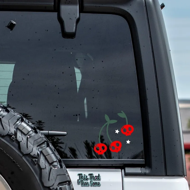 Cherry Skull Car Decal