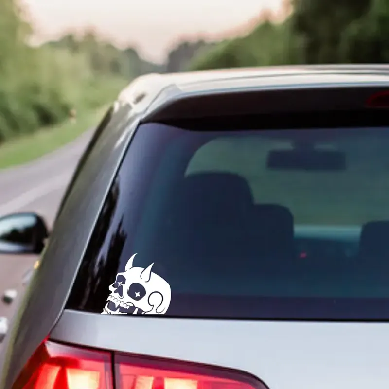 Peekaboo Demon Skull Window Decal