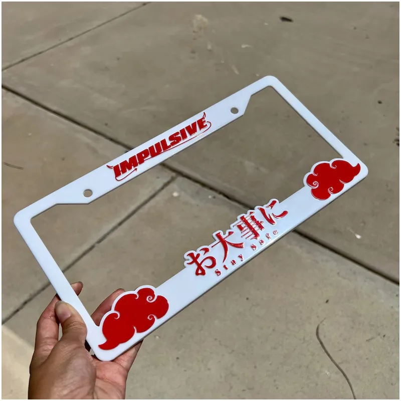 Impulsive Stay Safe License Plate Frames (White/Red)