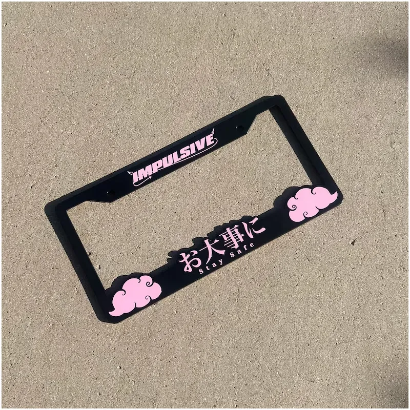 Impulsive Stay Safe License Plate Frames (Pink)