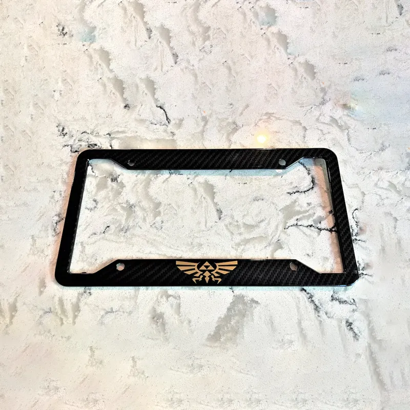 Zelda Hyrule Chrome Stainless Steel License Frame (Carbon Fiber)