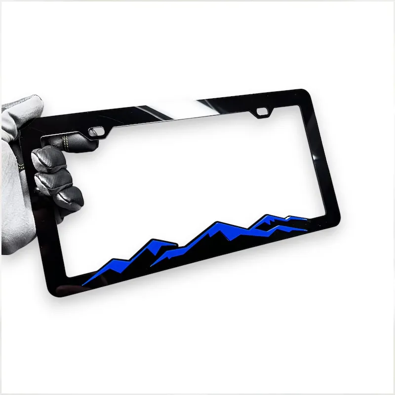 Great Mountains Car License Plate Frame (Blue)