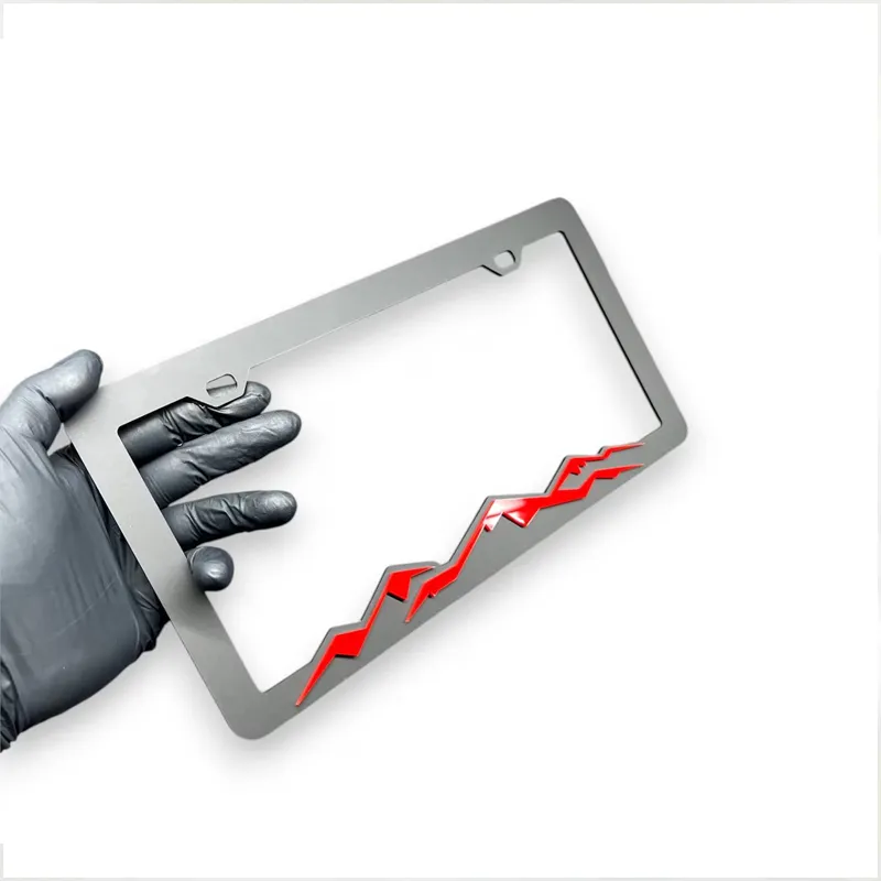 Great Mountains Car License Plate Frame (Red/Glossy Black)